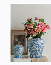 Blue And White Porcelain Vase Vintage Ornament Home Living Room Decorations