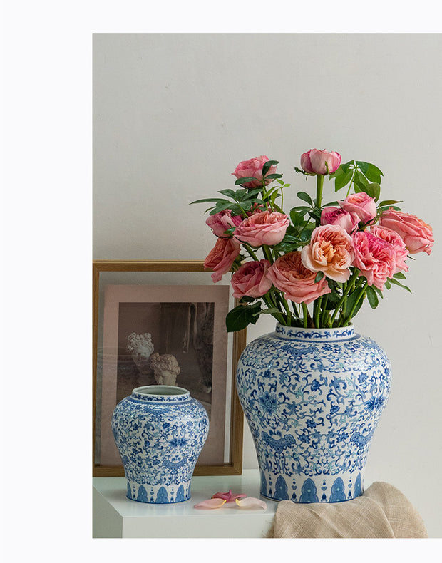 Blue And White Porcelain Vase Vintage Ornament Home Living Room Decorations