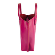 RB1024BE  | Borsa Donna a Mano in Vera Pelle Made in Italy con tracolla removibile. Sacca grande interna estraibile. Accessori Canna di Fucile Lucido - Colore Fuxia - Dimensioni: cm 48x31x11-3