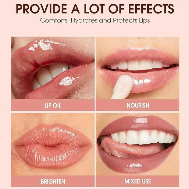 BEAUTY GLAZED Black Transparent Lip Gloss,Nourishing, Anti-aging, Brightening Lips, Lip Care Oil ﻿